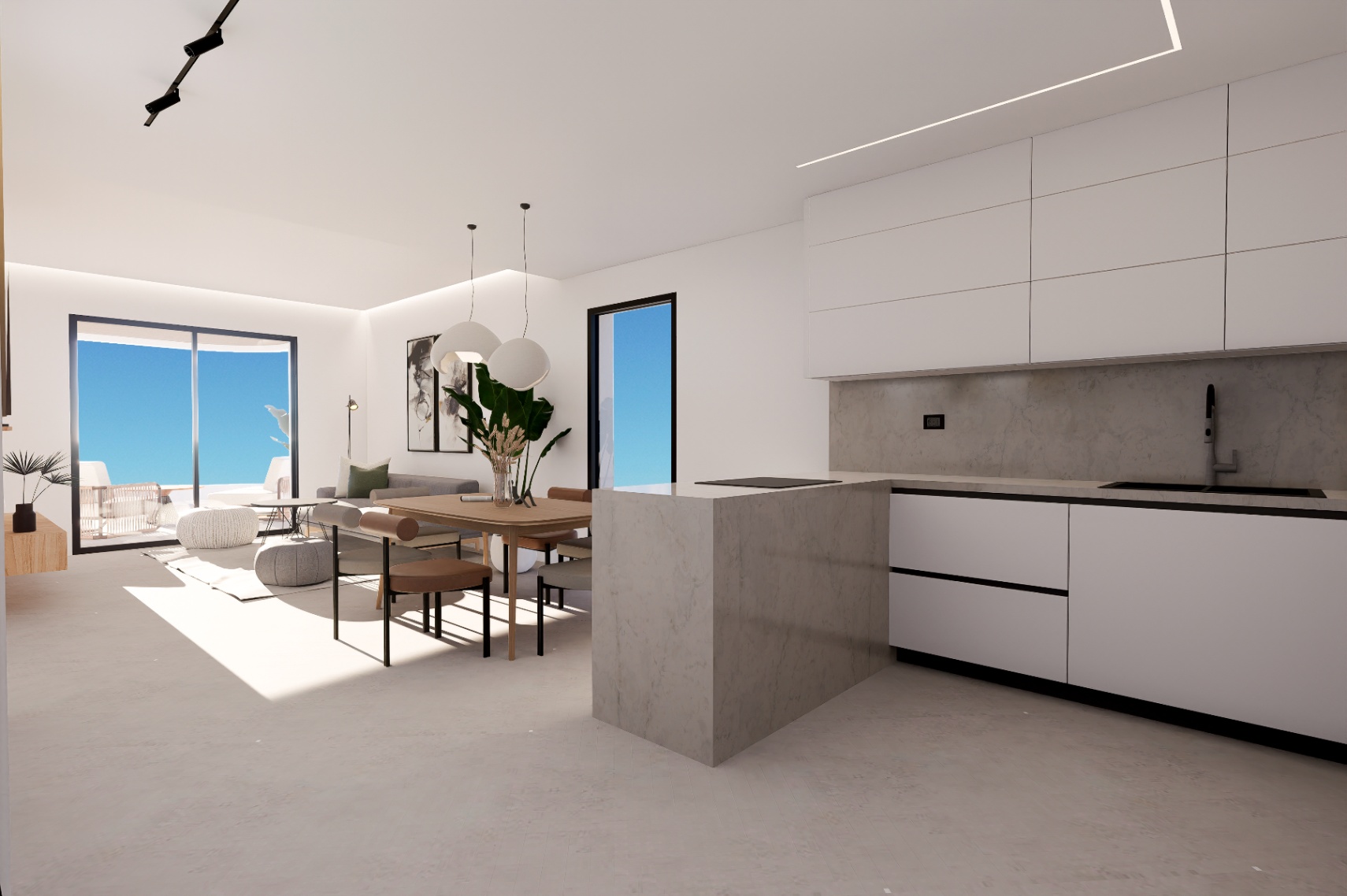 Piso de 2 dormitorios y 2 baños con terraza