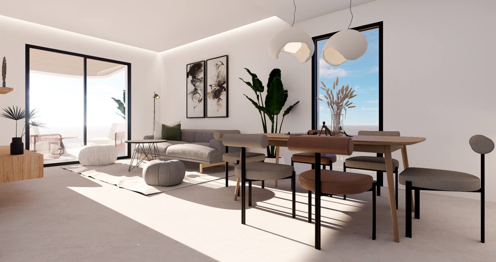Piso de 2 dormitorios y 2 baños con terraza